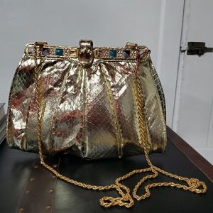 Vintage Walborg Gold Python Print Purse